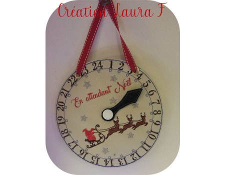 motif de broderie machine horloge en attendant Noël  ITH