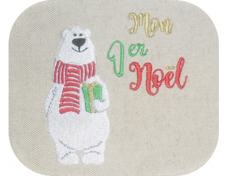 Motif de broderie machine ours  mon 1er Noël