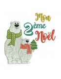 Instant downloads machine embroidery design  bear my second Chrismas