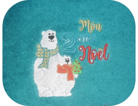 Motif de broderie machine ours  mon 2ème Noël