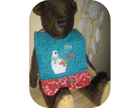 Instant download machine embroidery design ITH  Bib bear my 1st Christmas