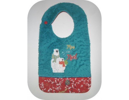 Instant download machine embroidery design ITH  Bib bear my 1st Christmas