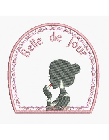 Motif de broderie machine Belle de jour femme au rouge à lèvres