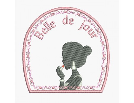 Motif de broderie machine Belle de jour femme au rouge à lèvres