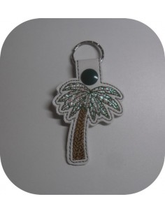 Motif de broderie machine porte clé palmier en mylar  ITH