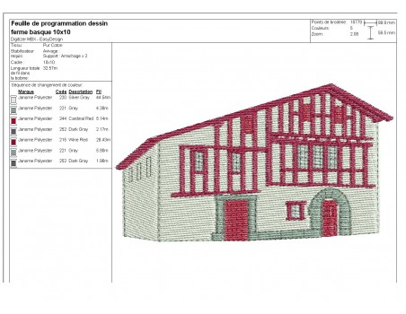 Motif de broderie machine maison basque