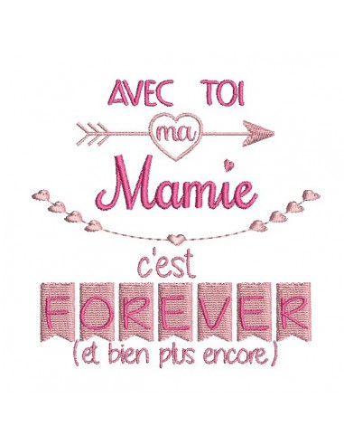 Motif de broderie  machine texte mamie forever