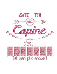 Motif de broderie  machine texte copine forever