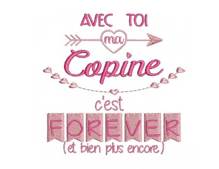 Motif de broderie  machine texte copine forever