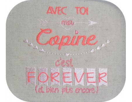 Motif de broderie  machine texte copine forever