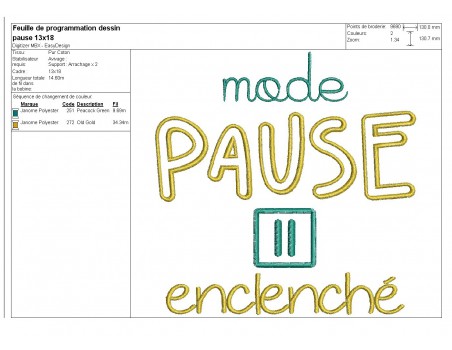 Motif de broderie  machine texte mode  pause