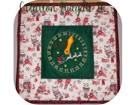 motif de broderie machine horloge en attendant Noël  ITH