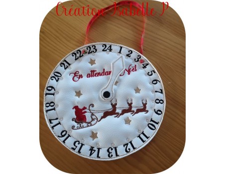 motif de broderie machine horloge en attendant Noël  ITH