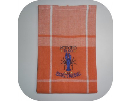 motif de broderie machine homard bleu de Bretagne