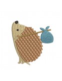 Instant download machine embroidery hedgehog with his backpack