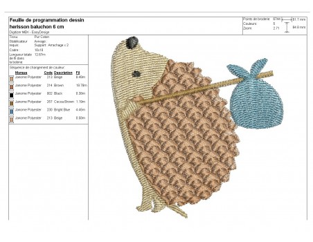 Instant download machine embroidery hedgehog