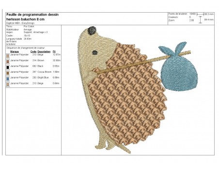 Instant download machine embroidery hedgehog