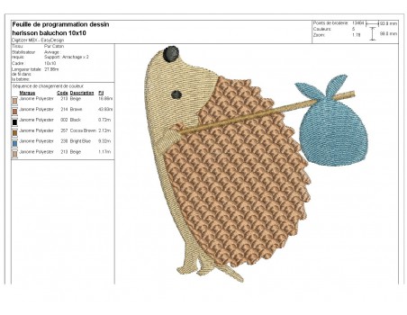 Instant download machine embroidery hedgehog