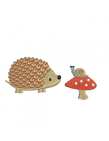 Instant download machine embroidery hedgehog with his backpack