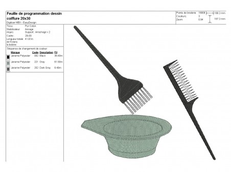 instant download machine embroidery design brush and comb