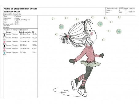 Instant download machine embroidery design little girl skier
