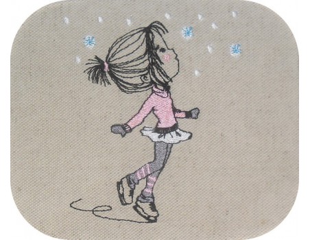 Instant download machine embroidery design little girl skier