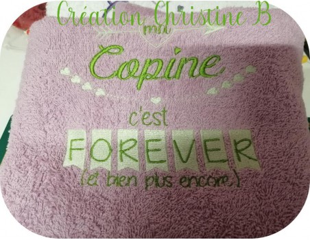 Motif de broderie  machine texte copine forever