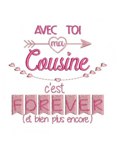 Motif de broderie  machine texte cousine  forever