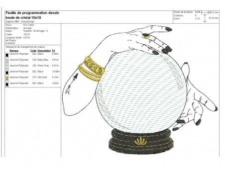 Motif de broderie machine boule de cristal