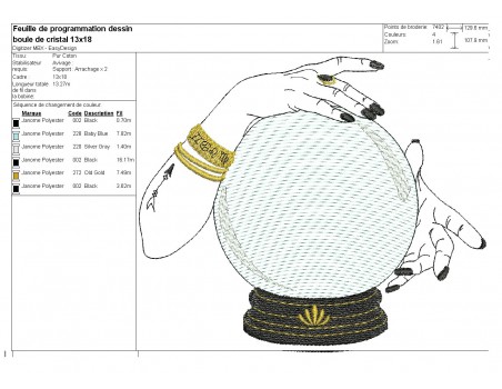 Motif de broderie machine boule de cristal