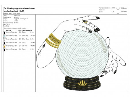 Motif de broderie machine boule de cristal