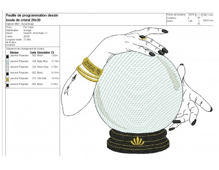 Motif de broderie machine boule de cristal