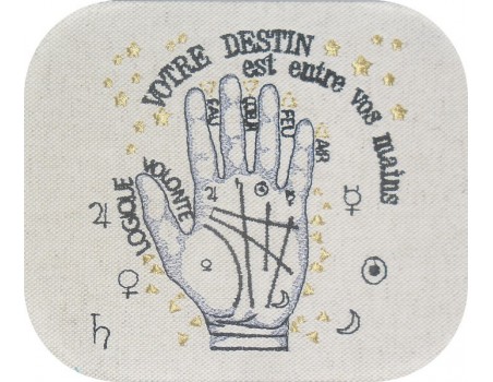 Motif de broderie machine lignes de la main