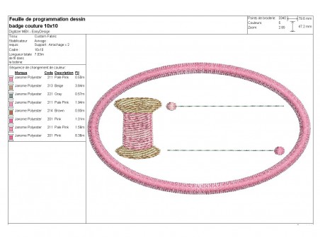 Motif de broderie machine étiquette couture