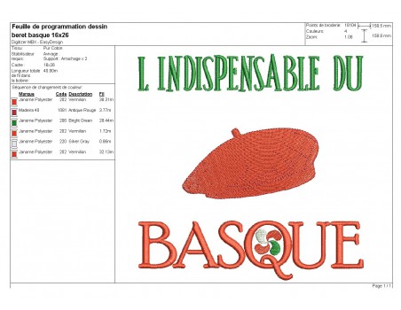 Instant download machine embroidery Basque pelota