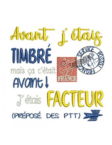 Motif de broderie machine  texte facteur