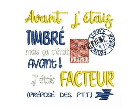 Motif de broderie machine  texte facteur