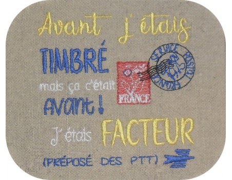 Motif de broderie machine  texte facteur