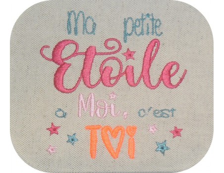 Motif de broderie  machine texte Etoile à moi