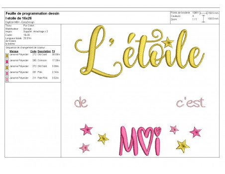 Instant dowload machine  Embroidery design my little star