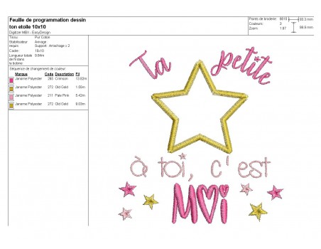 Instant dowload machine  Embroidery design  your little star