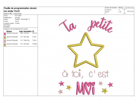 Instant dowload machine  Embroidery design  your little star