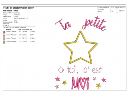 Instant dowload machine  Embroidery design  your little star