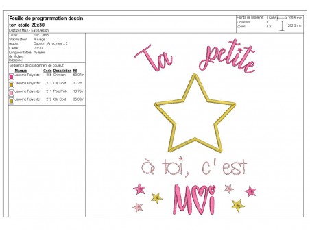 Instant dowload machine  Embroidery design  your little star