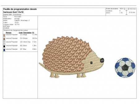 Instant download machine embroidery hedgehog with a snail