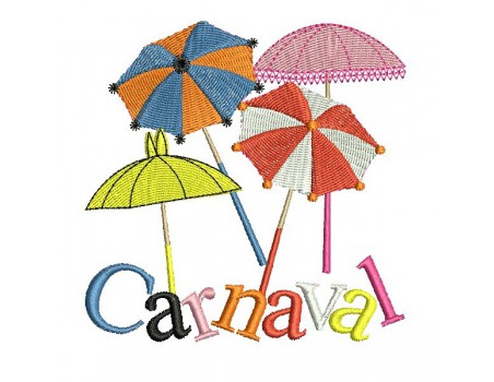 Motif de broderie machine parapluies carnaval de Dunkerque