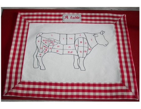 Motif de broderie croquis boeuf du boucher