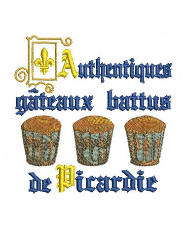 Motif de broderie machine gâteau  battu de Picardie