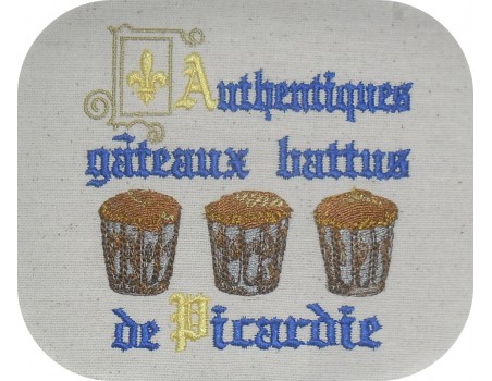 Motif de broderie machine gâteau  battu de Picardie