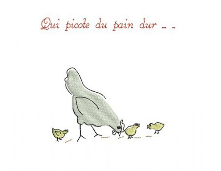 Motif de broderie poule  picota